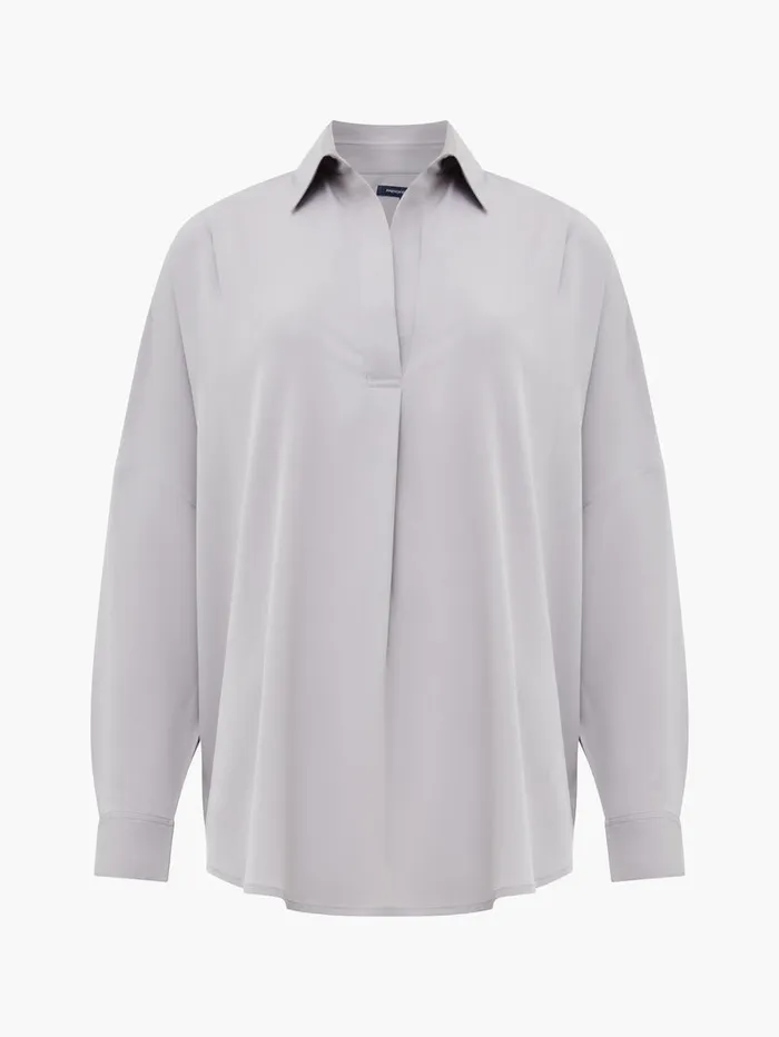 Woman Tops French Connection Rhodes Recycled Crepe Popover Shirt Alloy Woman Tops French Connection Rhodes Recycled Crepe Popover Shirt Alloy