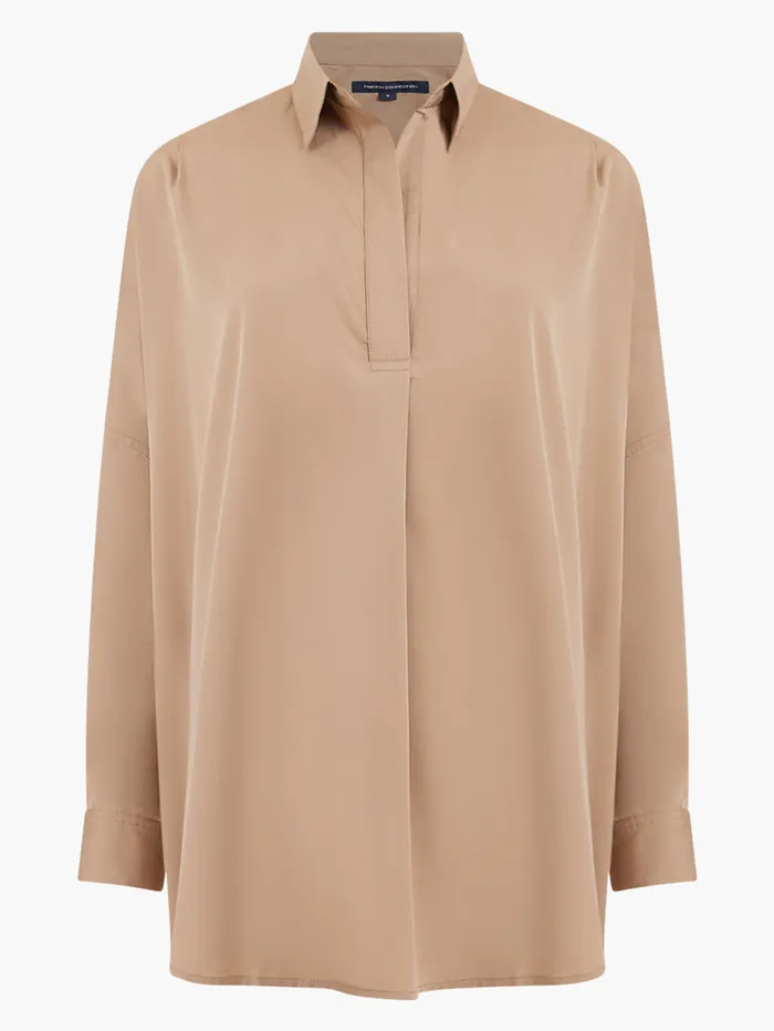 Woman Tops French Connection Rhodes Recycled Crepe Popover Shirt Mocha Mousse Woman Tops French Connection Rhodes Recycled Crepe Popover Shirt Mocha Mousse