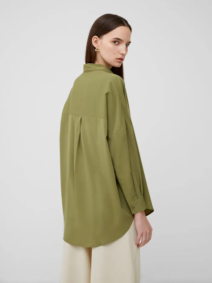 Woman Tops French Connection Rhodes Recycled Crepe Popover Shirt Olive Branch Woman Tops French Connection Rhodes Recycled Crepe Popover Shirt Olive Branch