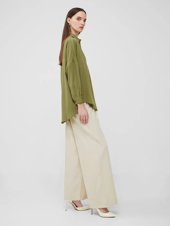 Woman Tops French Connection Rhodes Recycled Crepe Popover Shirt Olive Branch Woman Tops French Connection Rhodes Recycled Crepe Popover Shirt Olive Branch