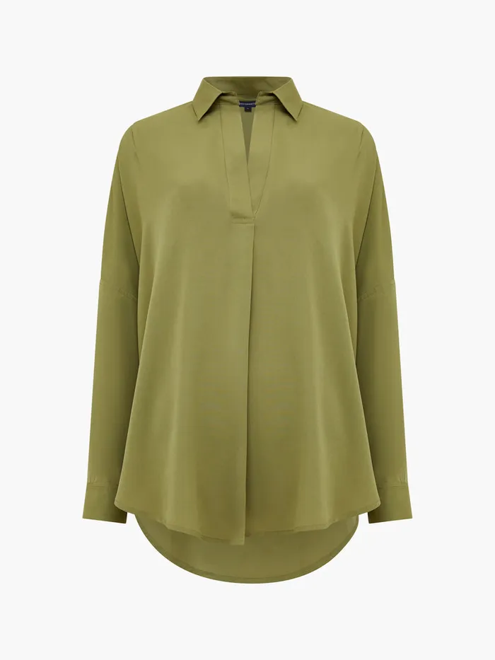 Woman Tops French Connection Rhodes Recycled Crepe Popover Shirt Olive Branch Woman Tops French Connection Rhodes Recycled Crepe Popover Shirt Olive Branch