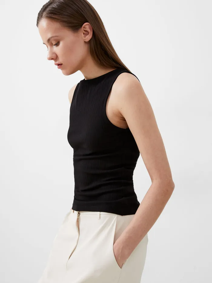 Woman Tops French Connection Sasia Rib Tank Top Blackout Woman Tops French Connection Sasia Rib Tank Top Blackout