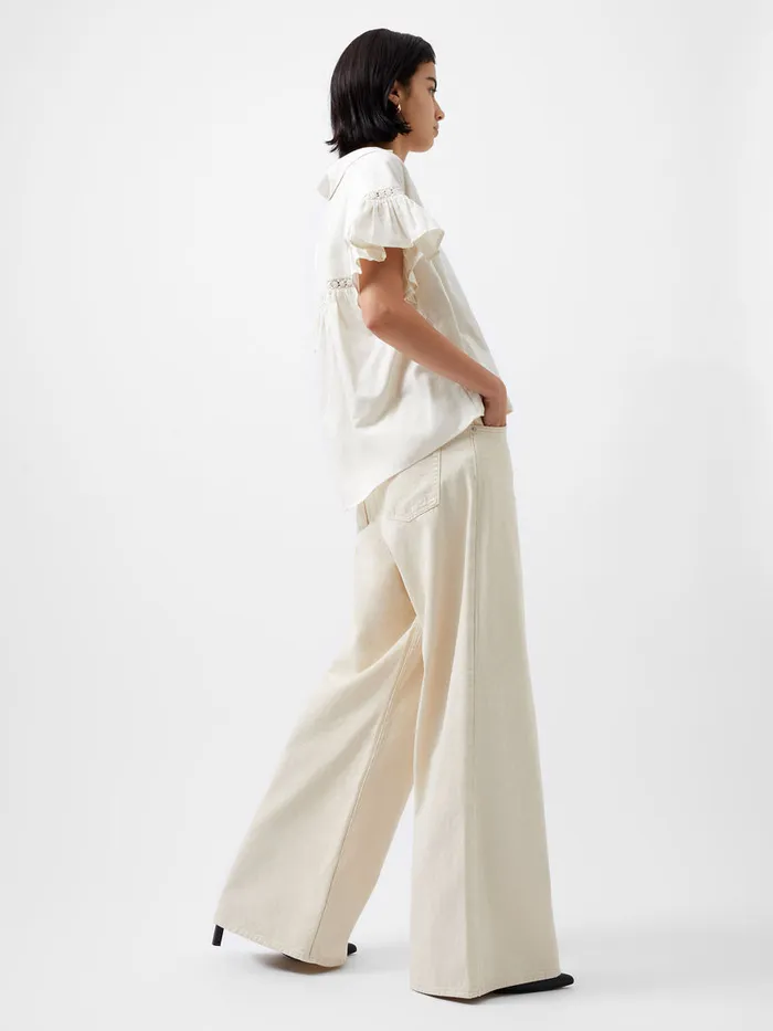 Woman Tops French Connection Sindey Cotton Short Sleeve Popover Shirt Classic Cream Woman Tops French Connection Sindey Cotton Short Sleeve Popover Shirt Classic Cream