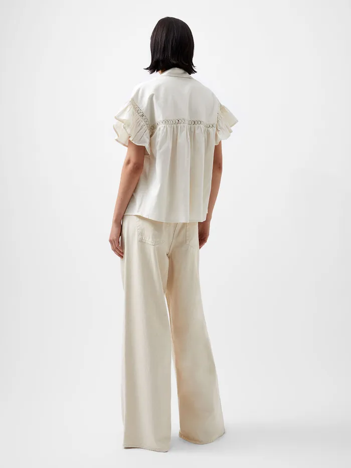 Woman Tops French Connection Sindey Cotton Short Sleeve Popover Shirt Classic Cream Woman Tops French Connection Sindey Cotton Short Sleeve Popover Shirt Classic Cream