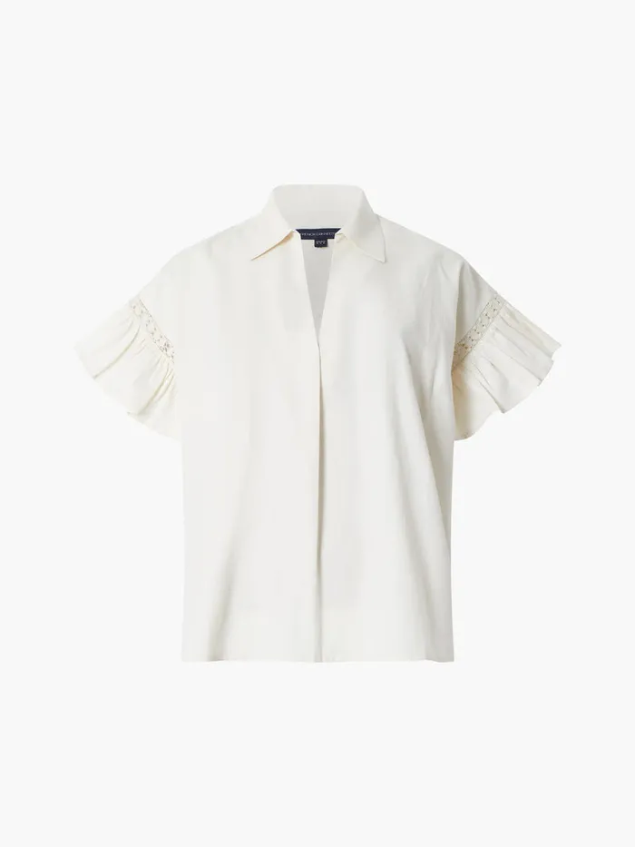 Woman Tops French Connection Sindey Cotton Short Sleeve Popover Shirt Classic Cream Woman Tops French Connection Sindey Cotton Short Sleeve Popover Shirt Classic Cream