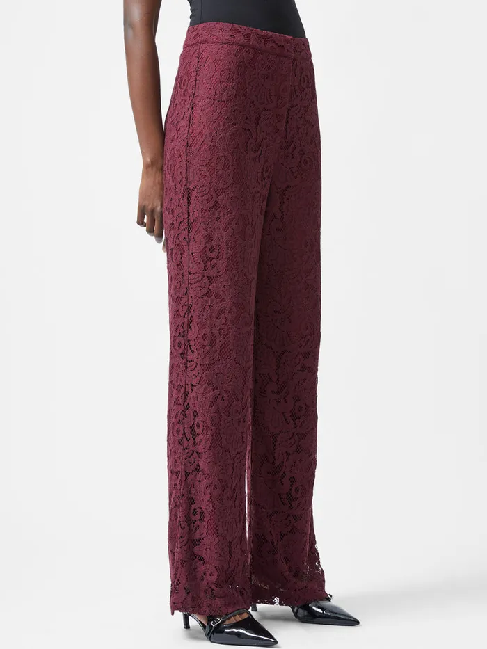 Woman Trousers French Connection Asura Lace Flared Trousers Burgundy Red Woman Trousers French Connection Asura Lace Flared Trousers Burgundy Red