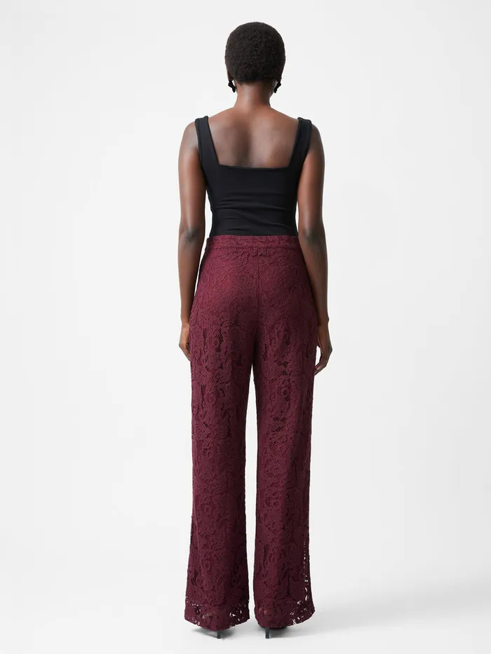 Woman Trousers French Connection Asura Lace Flared Trousers Burgundy Red Woman Trousers French Connection Asura Lace Flared Trousers Burgundy Red