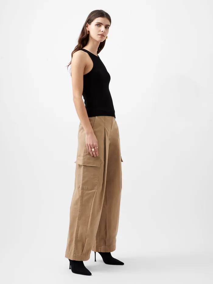 Woman Trousers French Connection Atena Twill Cargo Pants Autumn Camel