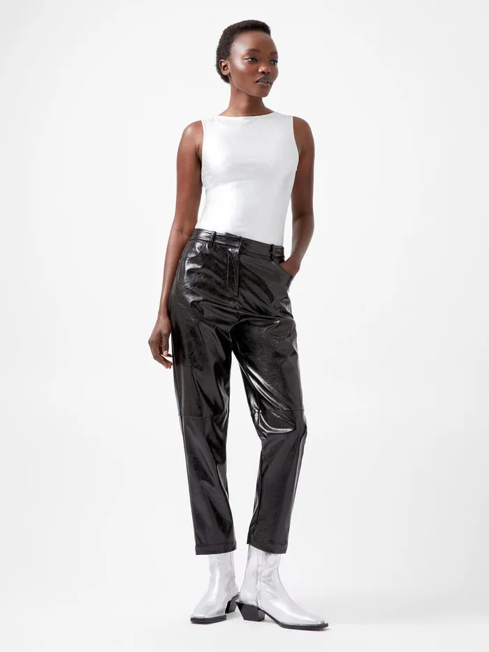 Woman Trousers French Connection Emmett PU Tapered Trousers Blackout
