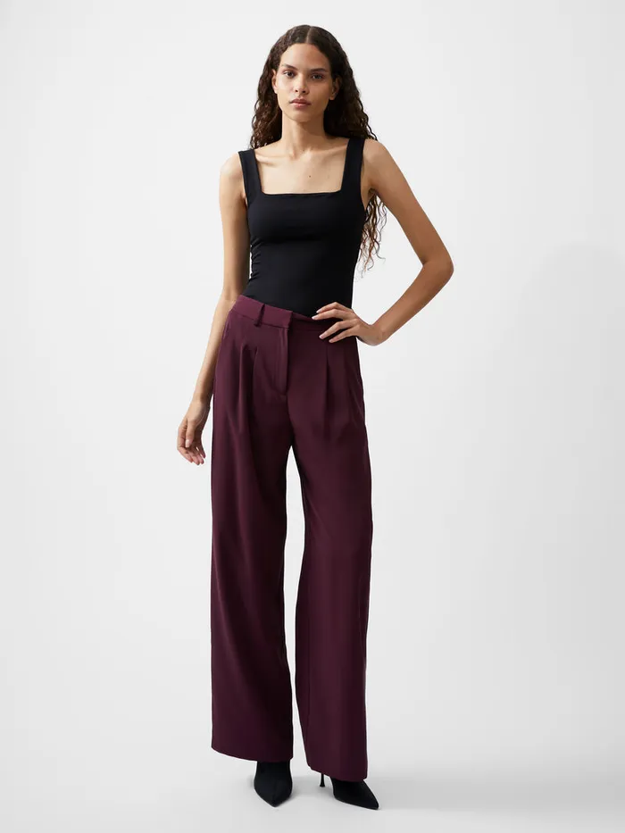 Woman Trousers French Connection Harrie Tailored Trousers Burgundy Red