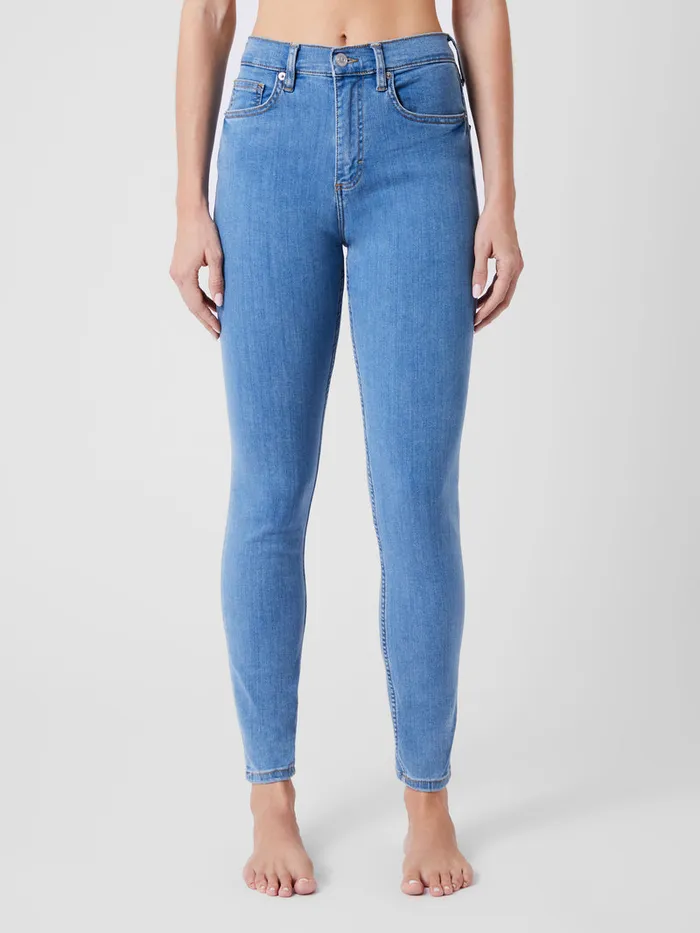 Woman Trousers French Connection Soft Stretch Denim High Rise Skinny Jeans 30 Inch Light Wash