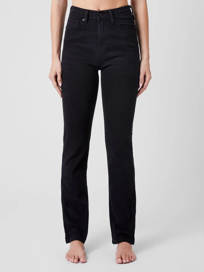 Woman Trousers French Connection Stretch Denim Cigarette Fit High Waisted Jeans 34 Inch Black Woman Trousers French Connection Stretch Denim Cigarette Fit High Waisted Jeans 34 Inch Black