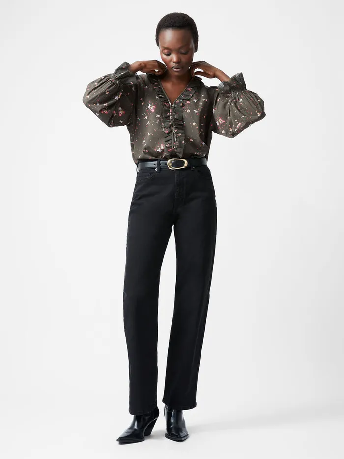 Woman Trousers French Connection Toms Denim Bleach Line Jeans 32 Inch Just Black Woman Trousers French Connection Toms Denim Bleach Line Jeans 32 Inch Just Black