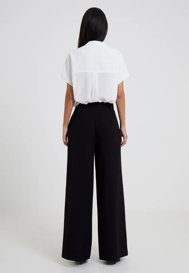 Woman Trousers French Connection Whisper Belted Palazzo Trousers Black Woman Trousers French Connection Whisper Belted Palazzo Trousers Black