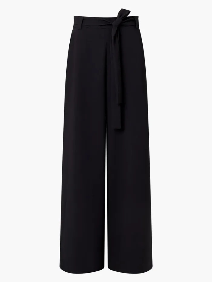 Woman Trousers French Connection Whisper Belted Palazzo Trousers Black Woman Trousers French Connection Whisper Belted Palazzo Trousers Black