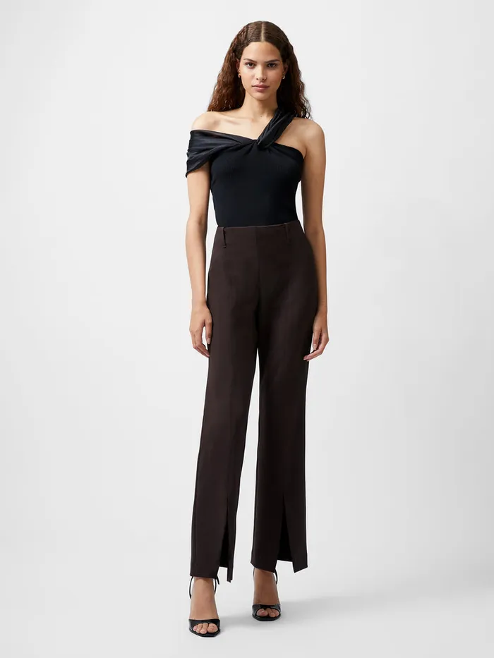 Woman Trousers French Connection Whisper Front Split Trousers Chocolate Ganache Woman Trousers French Connection Whisper Front Split Trousers Chocolate Ganache