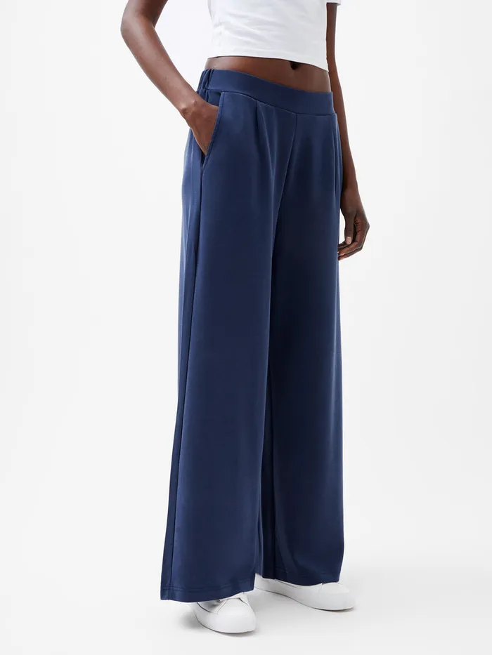Woman Trousers French Connection Wren Wide Leg Trousers Midnight Blue Woman Trousers French Connection Wren Wide Leg Trousers Midnight Blue
