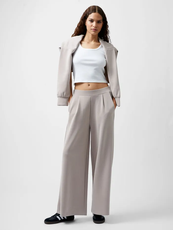 Woman Trousers French Connection Wren Wide Leg Trousers Washed Macchiato Woman Trousers French Connection Wren Wide Leg Trousers Washed Macchiato