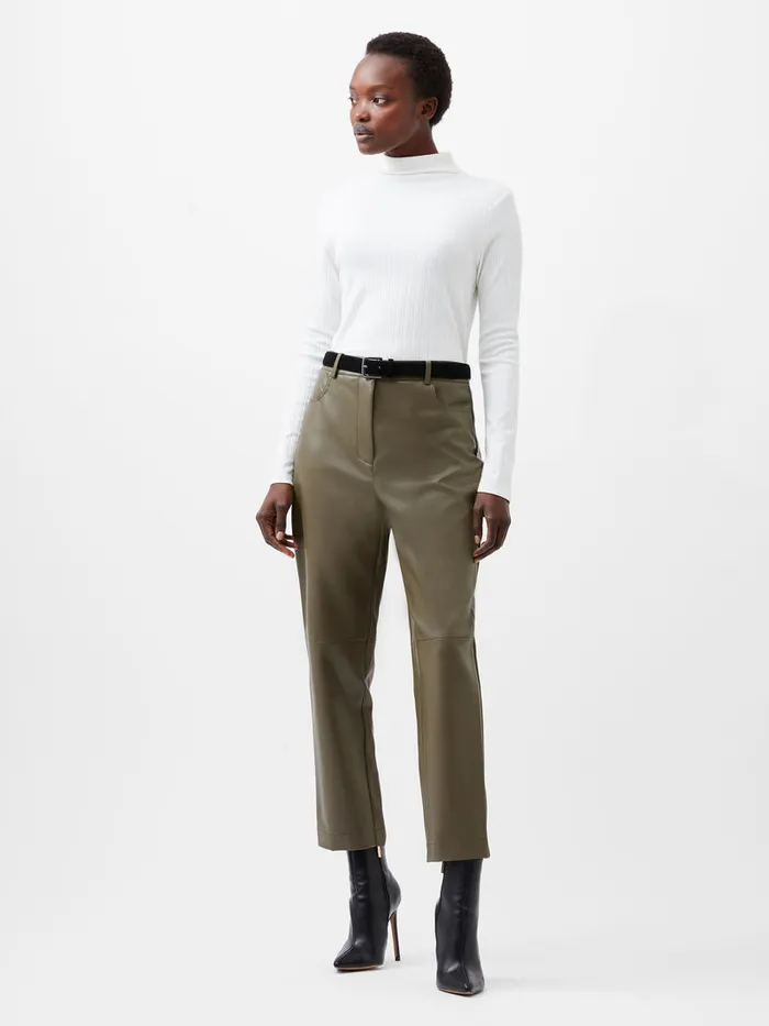 Woman Women039s Winter Outfits French Connection Crolenda PU Tapered Trousers Tarmac Khaki Woman Women039s Winter Outfits French Connection Crolenda PU Tapered Trousers Tarmac Khaki
