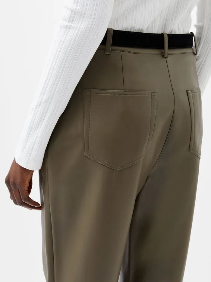 Woman Women039s Winter Outfits French Connection Crolenda PU Tapered Trousers Tarmac Khaki Woman Women039s Winter Outfits French Connection Crolenda PU Tapered Trousers Tarmac Khaki