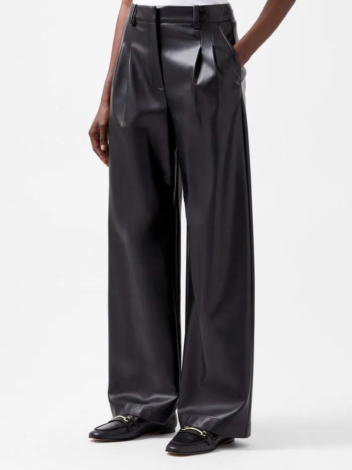 Woman Women039s Winter Outfits French Connection Crolenda PU Wide Leg Trousers Blackout Woman Women039s Winter Outfits French Connection Crolenda PU Wide Leg Trousers Blackout