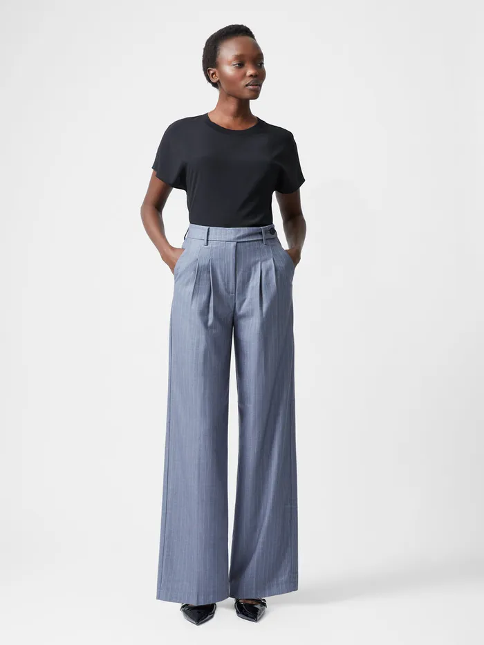 Woman Women039s Winter Outfits French Connection Fiorella Pinstripe Trousers Grey Woman Women039s Winter Outfits French Connection Fiorella Pinstripe Trousers Grey