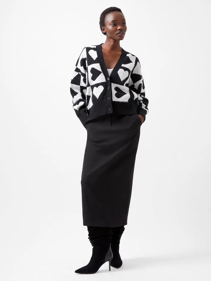 Woman Women039s Winter Outfits French Connection Julianna Heart Long Sleeve Cardigan Winter Whiteblackou Woman Women039s Winter Outfits French Connection Julianna Heart Long Sleeve Cardigan Winter Whiteblackou