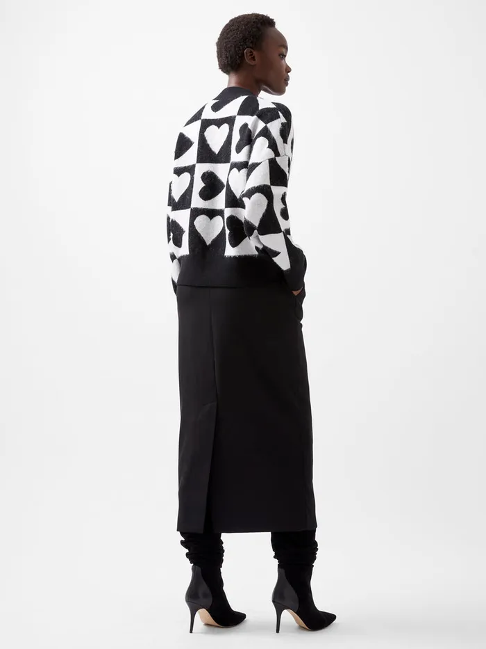 Woman Women039s Winter Outfits French Connection Julianna Heart Long Sleeve Cardigan Winter Whiteblackou Woman Women039s Winter Outfits French Connection Julianna Heart Long Sleeve Cardigan Winter Whiteblackou