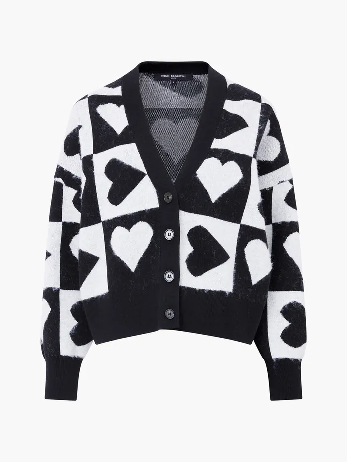 Woman Women039s Winter Outfits French Connection Julianna Heart Long Sleeve Cardigan Winter Whiteblackou Woman Women039s Winter Outfits French Connection Julianna Heart Long Sleeve Cardigan Winter Whiteblackou