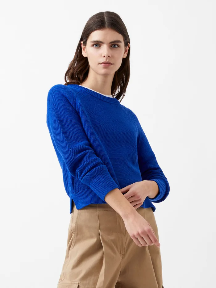 Woman Women039s Winter Outfits French Connection Lily Mozart Long Sleeve Crew Neck Jumper Sapphire Blue Woman Women039s Winter Outfits French Connection Lily Mozart Long Sleeve Crew Neck Jumper Sapphire Blue