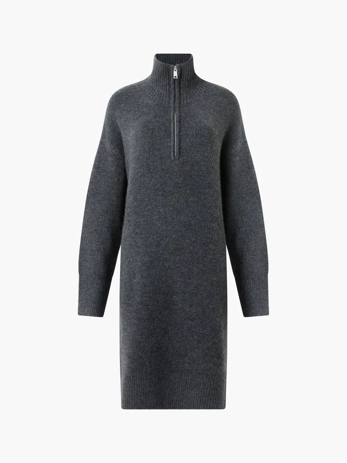 Woman Women039s Winter Outfits French Connection Maddox Half Zip Long Sleeve Knit Dress Charcoal Mel Woman Women039s Winter Outfits French Connection Maddox Half Zip Long Sleeve Knit Dress Charcoal Mel