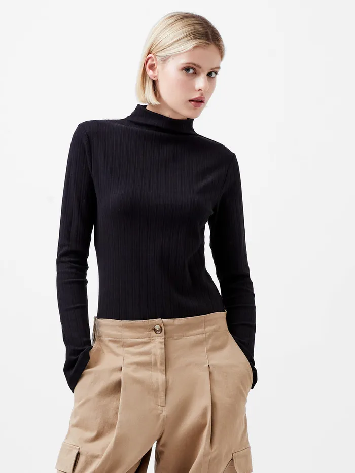 Woman Women039s Winter Outfits French Connection Sasia Long Sleeve Mock Neck Top Blackout Woman Women039s Winter Outfits French Connection Sasia Long Sleeve Mock Neck Top Blackout