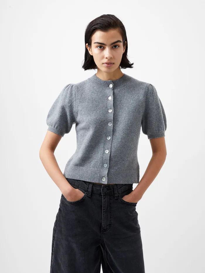 Woman Women039s Winter Outfits French Connection Vhari Recycled Puff Sleeve Cardigan Mid Grey Mel Woman Women039s Winter Outfits French Connection Vhari Recycled Puff Sleeve Cardigan Mid Grey Mel