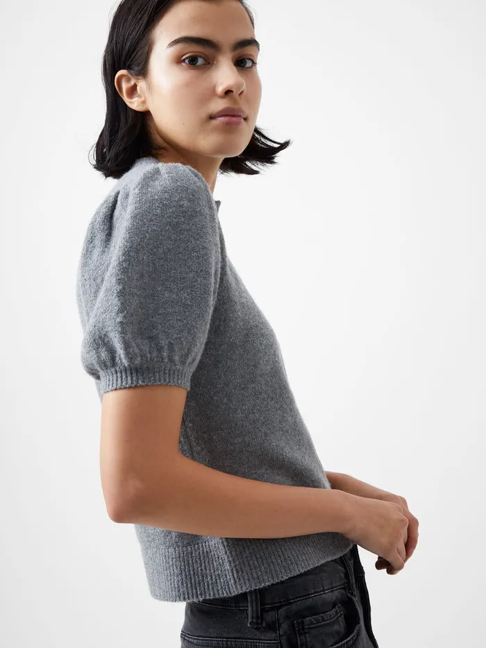 Woman Women039s Winter Outfits French Connection Vhari Recycled Puff Sleeve Cardigan Mid Grey Mel Woman Women039s Winter Outfits French Connection Vhari Recycled Puff Sleeve Cardigan Mid Grey Mel