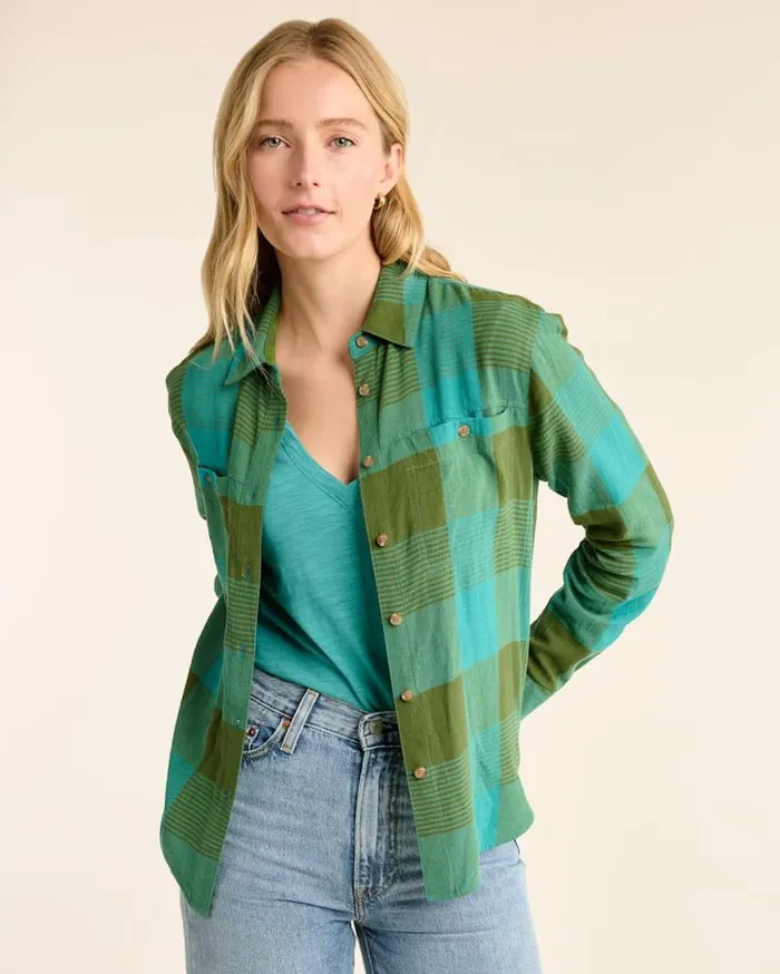 Women ADLEY LINENBLEND SHIRT Tealgreen Check Pendleton Shirts and Blouses