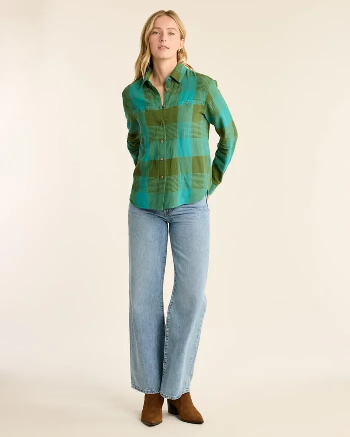 Women ADLEY LINENBLEND SHIRT Tealgreen Check Pendleton Shirts and Blouses