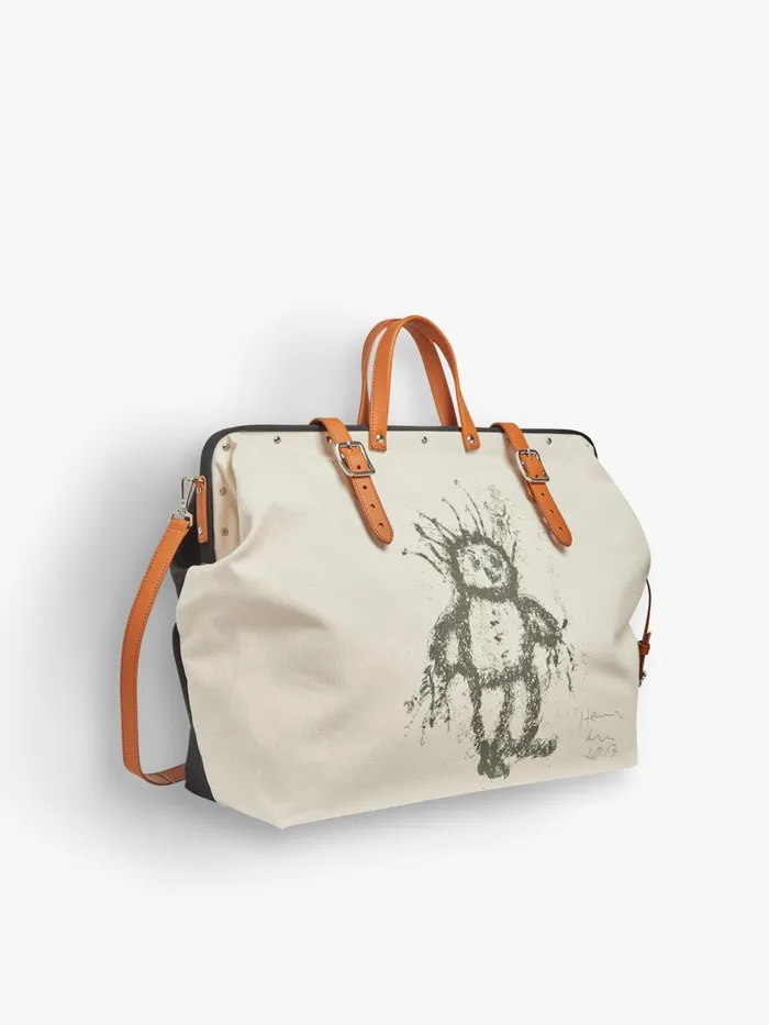 Women Agns B Bags Beige Cotton And Leather Boston Bag Artist Harmony Korine