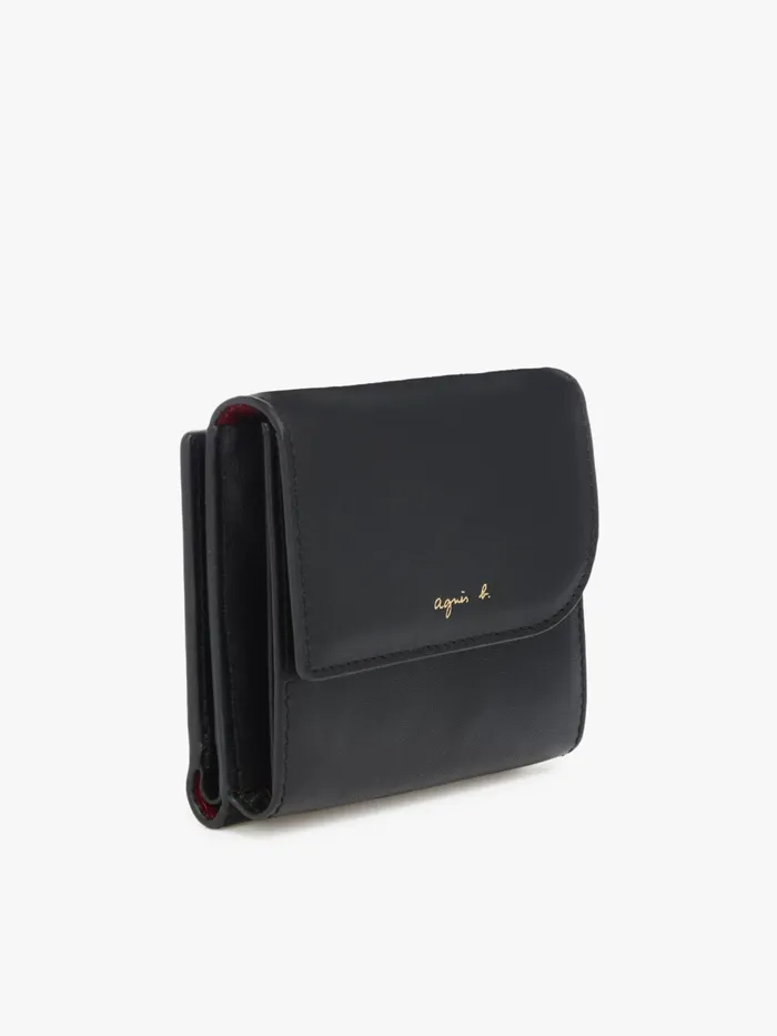Women Agns B Bags Black Leather Wallet With Flap