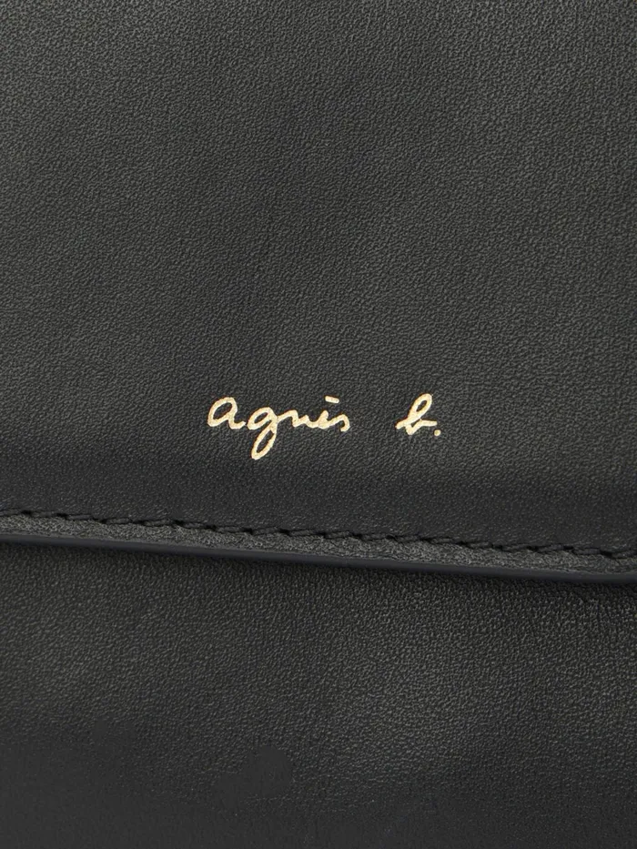 Women Agns B Bags Black Leather Wallet With Flap