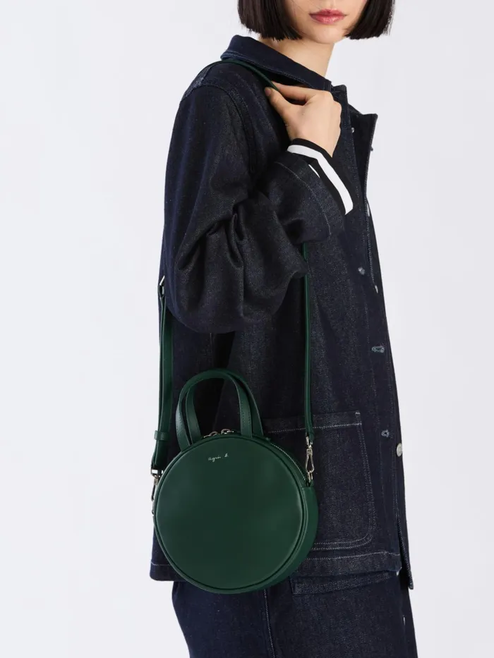 Women Agns B Bags Green Round Leather Bag
