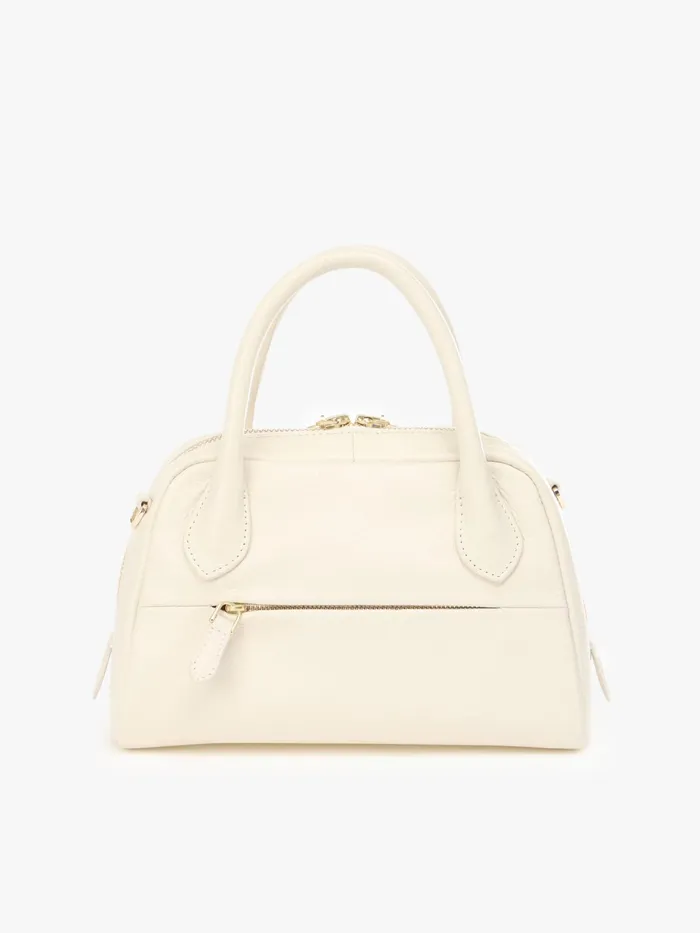 Women Agns B Bags White Leather Boston Bag