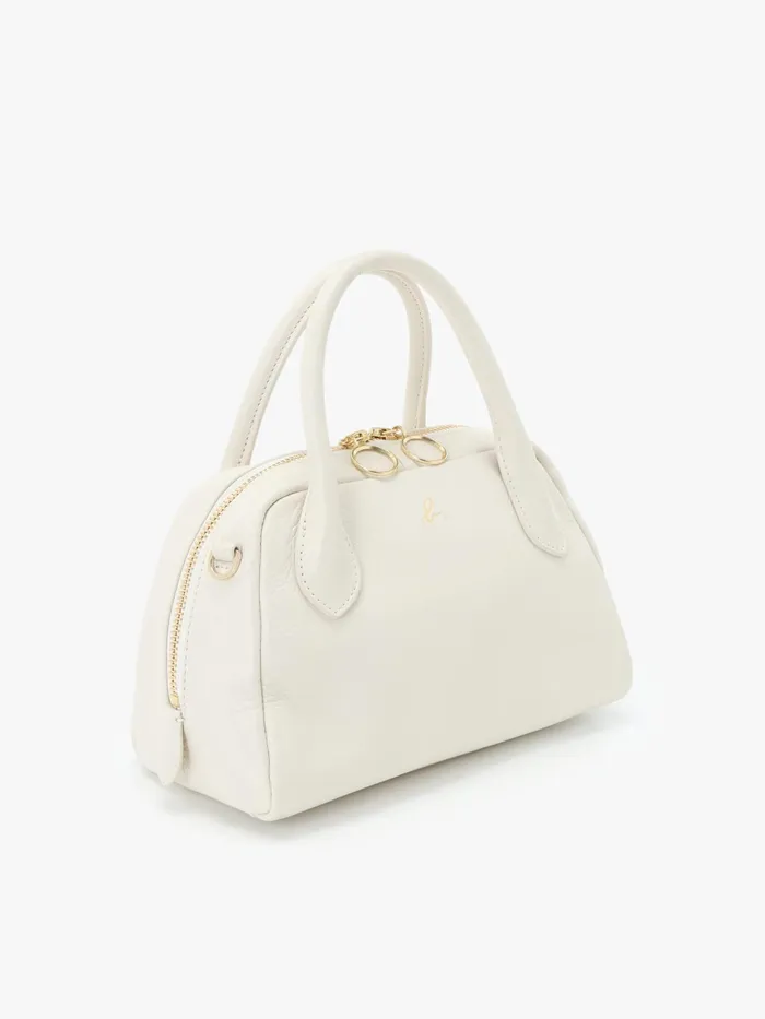 Women Agns B Bags White Leather Boston Bag