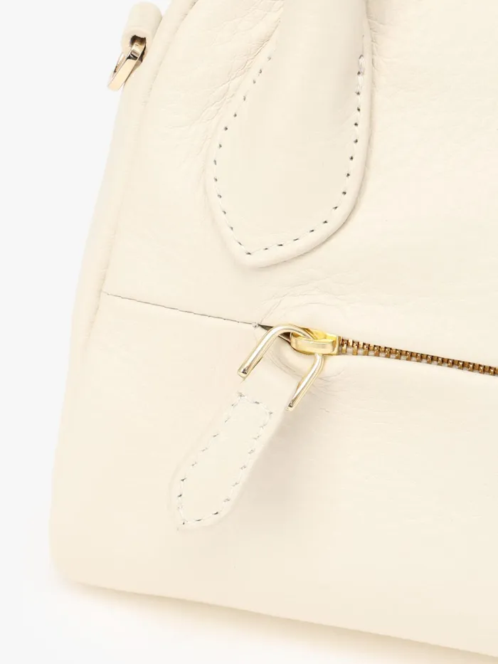 Women Agns B Bags White Leather Boston Bag