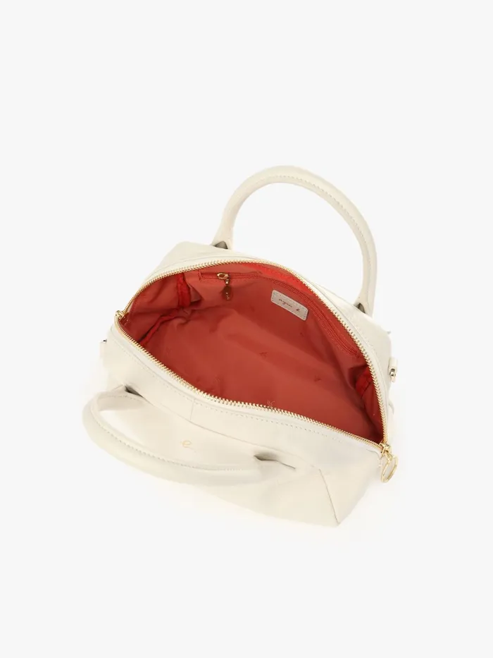 Women Agns B Bags White Leather Boston Bag