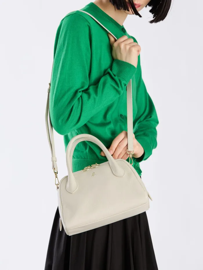 Women Agns B Bags White Leather Boston Bag