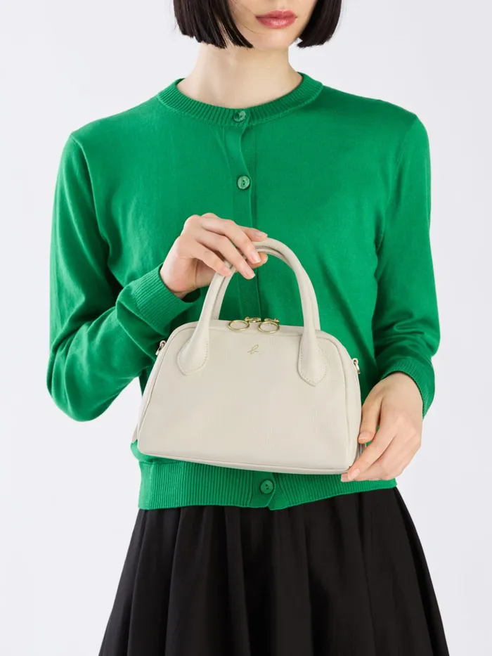 Women Agns B Bags White Leather Boston Bag