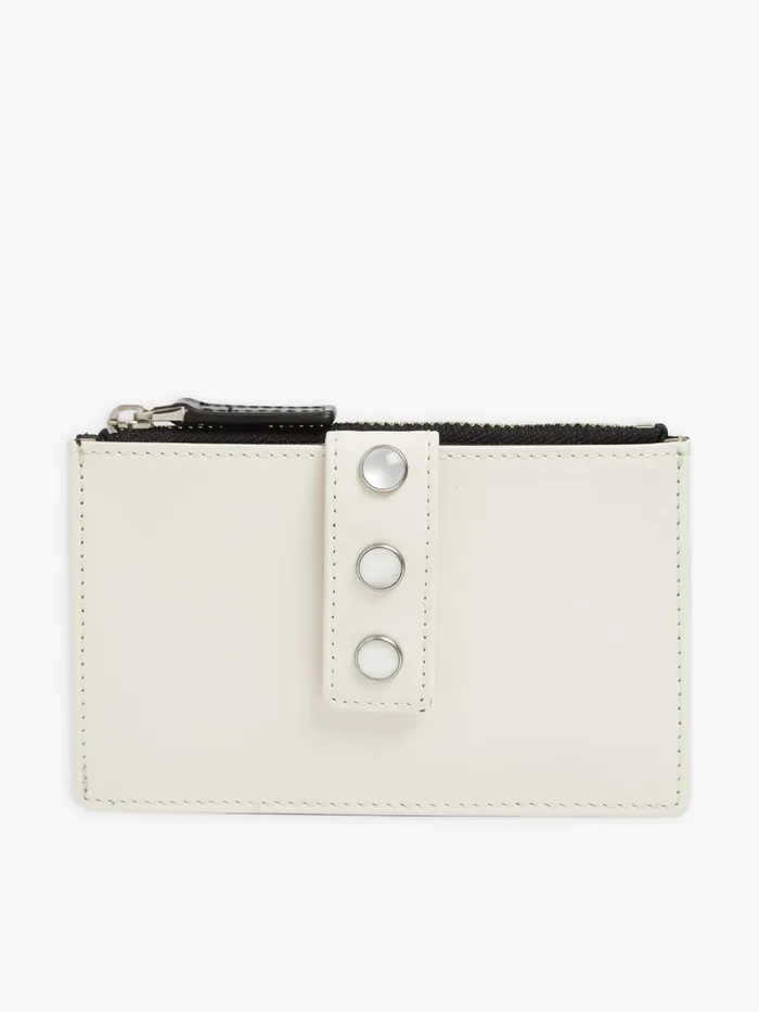 Women Agns B Bags White Leather Keyring Wallet