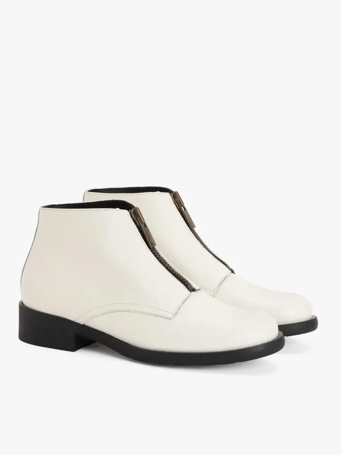 Women Agns B Boots and Ankle Boots Brooklyn 2 Ankle Boots In White Grained Leather