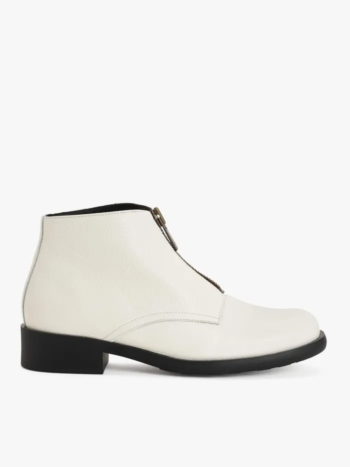 Women Agns B Boots and Ankle Boots Brooklyn 2 Ankle Boots In White Grained Leather