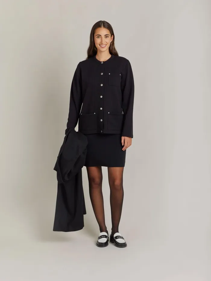 Women Agns B Cardigans Black Cotton Fleece Khelian Cardigan